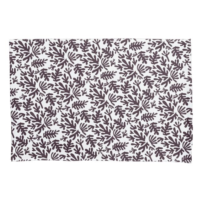 Boho Matisse Botanical Shapes Pattern Black Grey Pillow Case (Front)