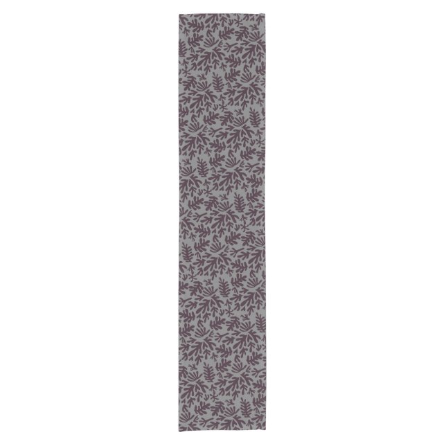 Boho Matisse Botanical Shapes Pattern Black Grey Short Table Runner (Front)