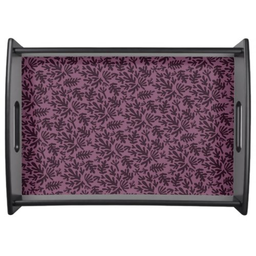 Boho Matisse Botanical Shapes Pattern Plum Serving Tray