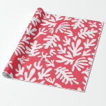 Boho Matisse Botanical Shapes Red Christmas Wrapping Paper
