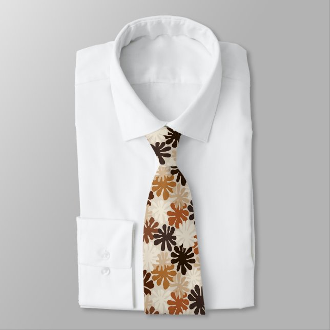 Boho Matisse Flower Pattern  Neck Tie (Tied)