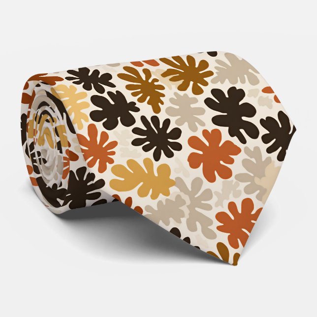 Boho Matisse Flower Pattern  Neck Tie (Rolled)
