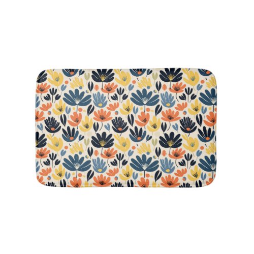 Boho Matisse Flower Retro Print Design Bath Mat