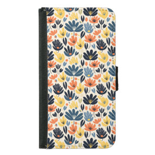 Boho Matisse Flower Retro Print Design Samsung Galaxy S5 Wallet Case
