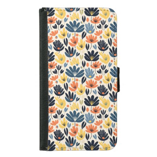 Boho Matisse Flower Retro Print Design Samsung Galaxy S5 Wallet Case