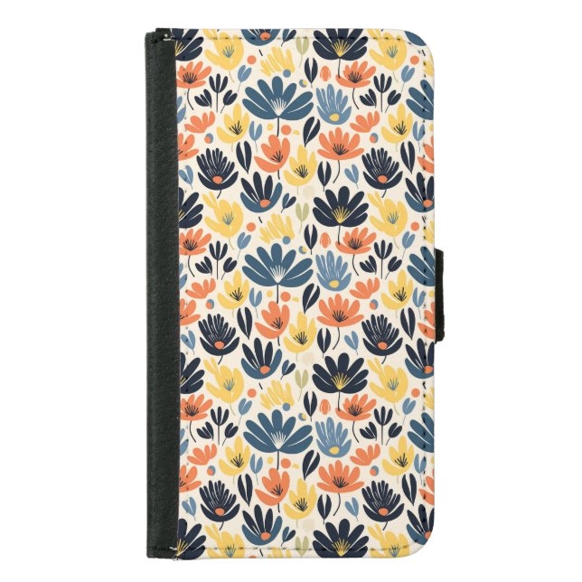 Boho Matisse Flower Retro Print Design Samsung Galaxy Wallet Case (Front)