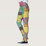 Boho Maximalist Patchwork Quilt Patterned Leggings<br><div class="desc">It's like a patchwork quilt for your legs. These patterned leggings have an illustration of boldly colored floral patchwork quilt in a boho maximalist style in shades of yellow,  orange,  magenta,  turquoise blue,  teal,  lime green and purple.</div>