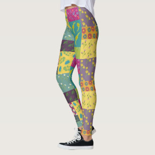 Colorful Vintage Crazy Quilt Leggings, Zazzle