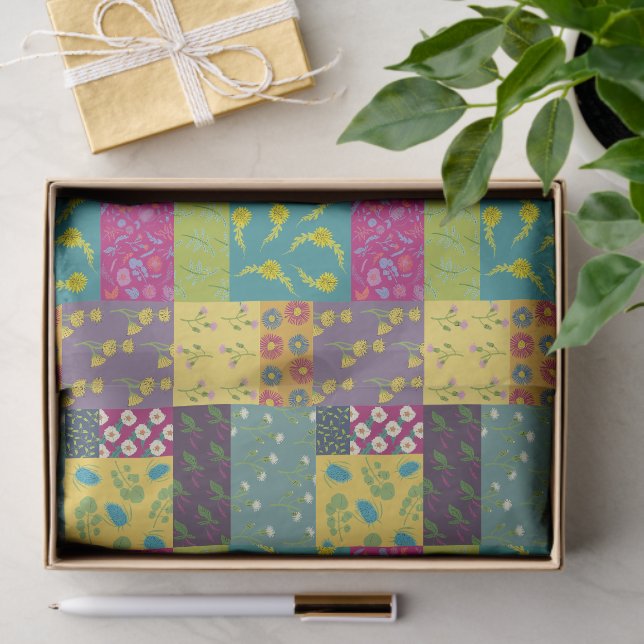Boho Maximalist Patchwork Quilt Pretty Floral Tissue Paper (Gift)