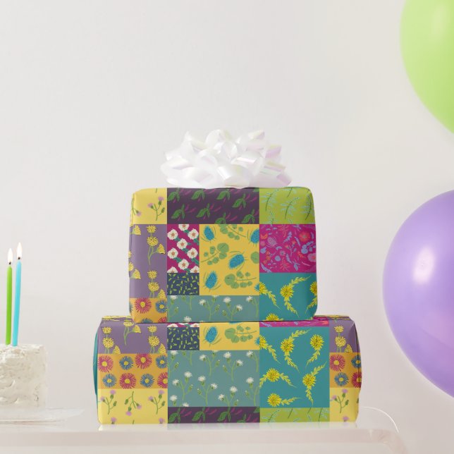 Boho Maximalist Patchwork Quilt Pretty Floral Wrapping Paper (Party Gifts)