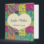Boho Maximalist Patchwork Quilt Wedding 3 Ring Binder<br><div class="desc">Keep your wedding planning organized or create a custom photo album to celebrate your big day. This pretty binder has an all over print in the style of a pretty floral patchwork quilt. On the front cover is a heart shaped graphic with a faux stitched accent. The cream colored heart...</div>