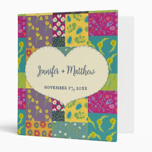 Boho Maximalist Patchwork Quilt Wedding 3 Ring Binder