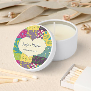 Boho Maximalist Patchwork Quilt Wedding Paper Plat Mini Candle Favors