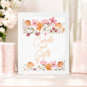 boho meadow wildflower bridal shower cards gifts poster