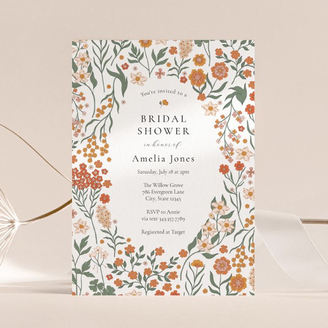 Boho Meadow Wildflower Bridal Shower Invitation (Creator Uploaded)