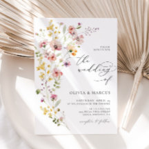 Boho Meadow Wildflower Wedding Invitation