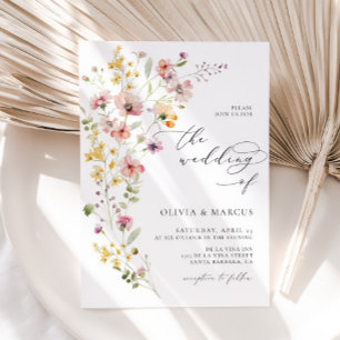 Boho Meadow Wildflower Wedding Invitation