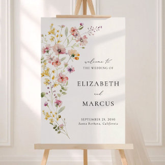 Boho Meadow Wildflower Wedding Welcome Sign
