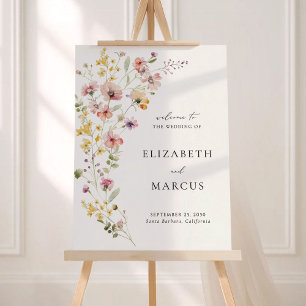 Boho Meadow Wildflower Wedding Welcome Sign 18x24