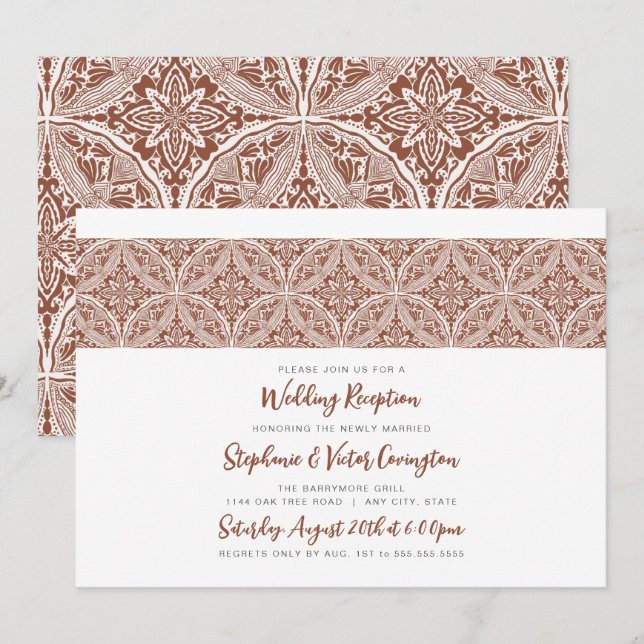 Boho Medallion wedding reception Invitation (Front/Back)