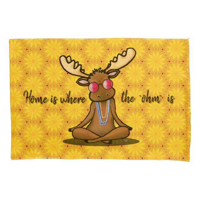 Boho Meditation Moose Pillow Case (Front)