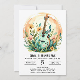 Boho Melody Guitar Birthday Invitation