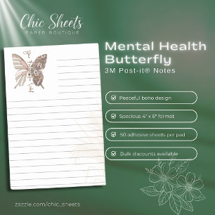 Boho Mental Health Butterfly 3M Post-it® Notes