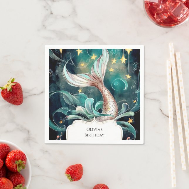 Boho Mermaid Birthday Napkins (Insitu)
