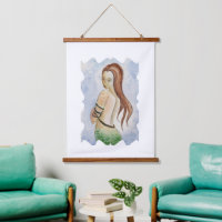 Boho Mermaid Watercolor Wood Topped