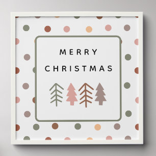 Boho Merry Christmas Trees Art Print Peel And Stick Photo Tile