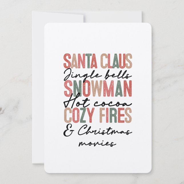 Boho Merry Christmas Typography Quote Greeting  Holiday Card (Front)