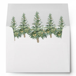 Boho Merry Christmas Watercolor Holiday Tree Envelope