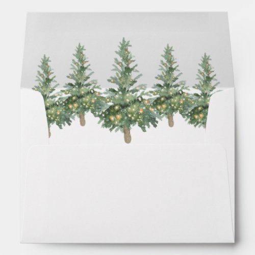 Boho Merry Christmas Watercolor Holiday Tree Envelope