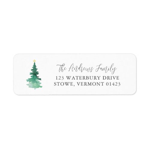 Boho Merry Christmas Watercolor Tree Address Label