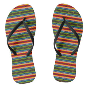 Boho Mexican Serape Stripes Colorful Psychedelic Flip Flops