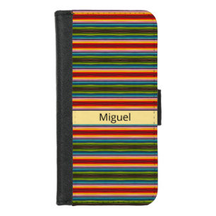 Boho Mexican Serape Stripes Custom Name iPhone 8/7 Wallet Case