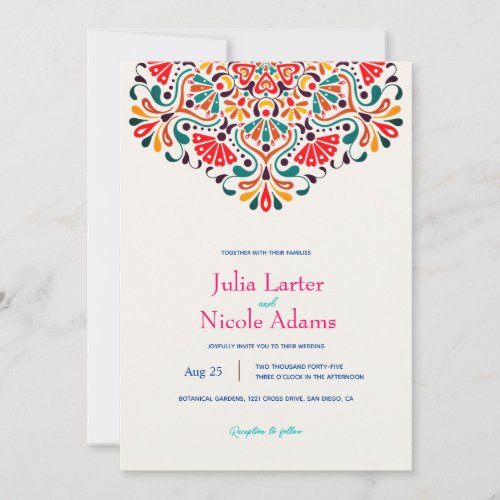 Boho Mexico Colorful Mandala Wedding Invitation