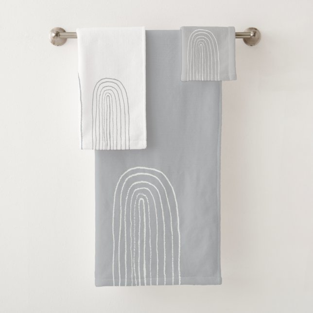 Boho Mid Century Chic Rainbow Bath Towel Set (Insitu)