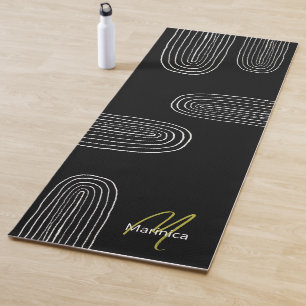 Boho Mid Century Chic Rainbow Monogram Yoga Mat
