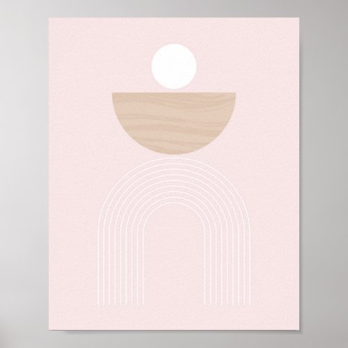 Boho Mid Century Modern Minimal Blush Pink Poster