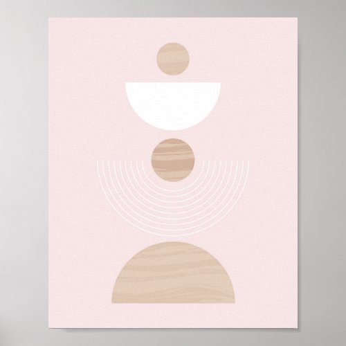 Boho Mid Century Modern Minimal Blush Pink Poster