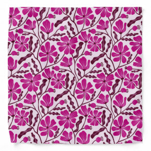 Boho Mid Century Modern Purple Flowers Bandana