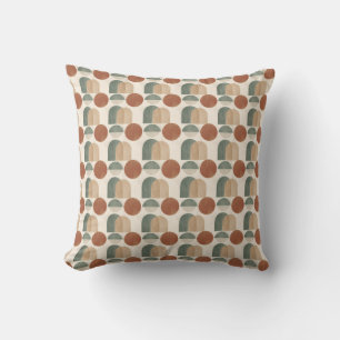 Boho Mid-Century Modern Terracotta & Sage Green Throw Pillow