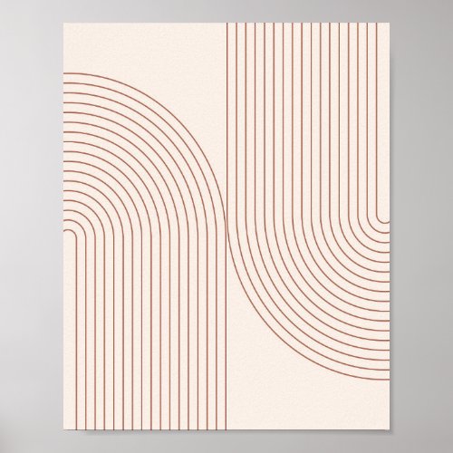 Boho Mid Century Modern Vintage Line Rainbow 3 Poster