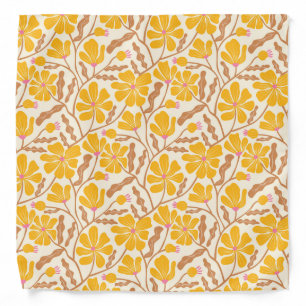 Boho Mid Century Modern Yellow Flowers Bandana