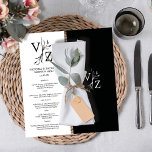 Boho Minimal Leaf Monogram Wedding Menu<br><div class="desc">Elevate your dining experience with our elegant "Boho Minimal Leaf Monogram Wedding" Menu, designed to add a touch of sophistication to your wedding or special event. Featuring modern leaf line art and simple monogram typography, this menu exudes timeless charm and minimalist elegance. The black and white color scheme lends a...</div>