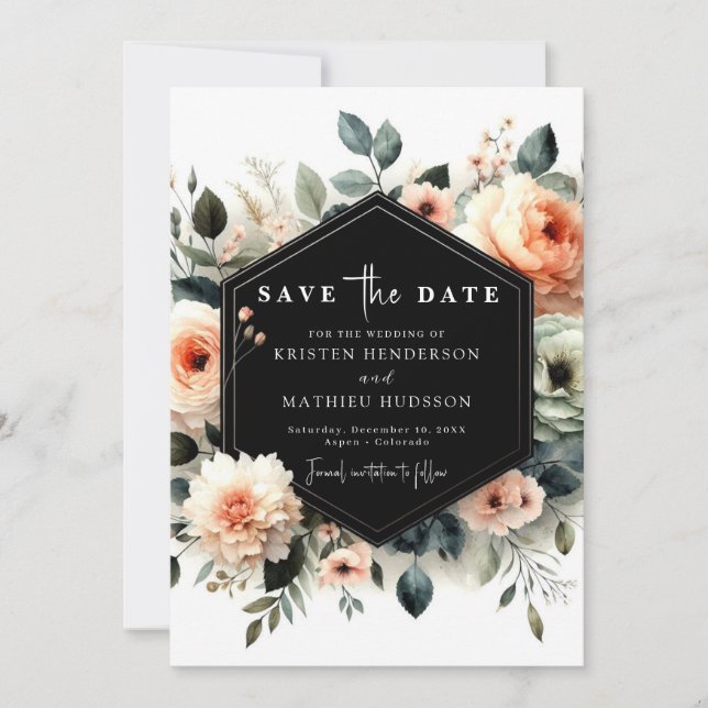 Boho Minimal Peach Wedding  Save The Date (Front)
