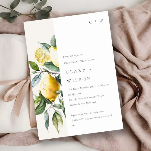 Boho Minimal Yellow Lemon Garden Engagement Invitation