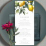 Boho Minimal Yellow Lemon Garden Wedding Menu Card