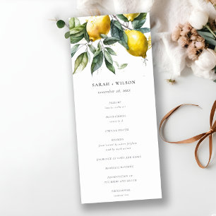 Boho Minimal Yellow Lemon Garden Wedding Program